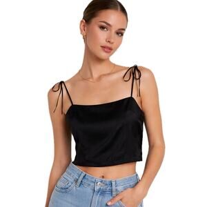 Brandy Melville Black Tie Strap Crop Top | Minimalist 90s Y2K Camisole